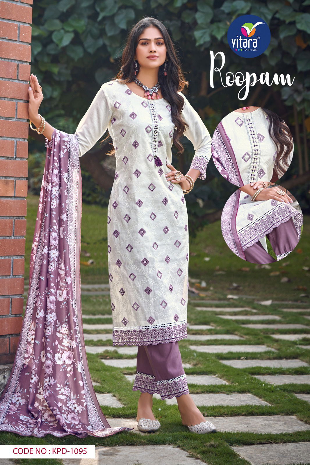 Vitara Roopam Roman Silk Designer Kurti With Bottom Dupatta
